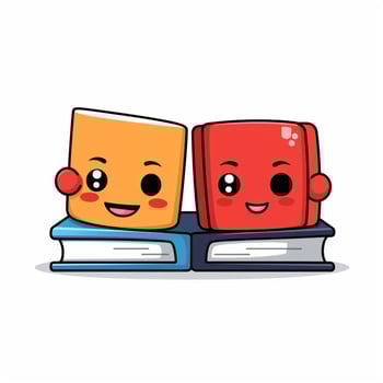 Book and Paper Emojis 2d cartoon vector illustration on wh photo