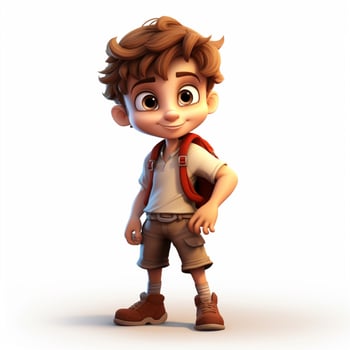 Boy 2d cartoon illustraton on white background high qualit photo