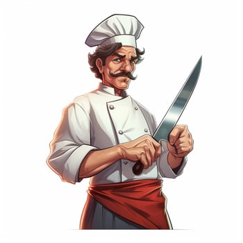 Chefs Knife 2d cartoon illustraton on white background hig photo