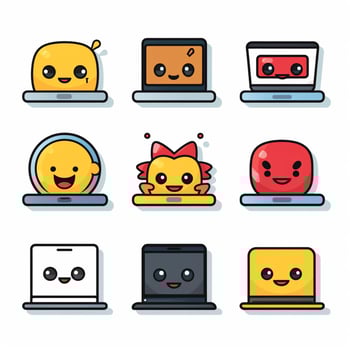 Computer Emojis 2d cartoon vector illustration on white ba photo
