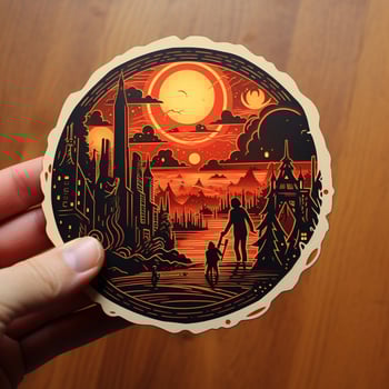 Craft a sticker inspired by a specific genre of film photo