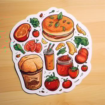 Create a sticker featuring a delightful food illustration photo