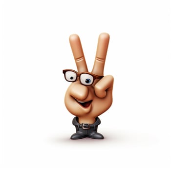 Crossed Fingers 2d cartoon illustraton on white background photo