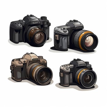 Digital Cameras 2d cartoon illustraton on white background photo