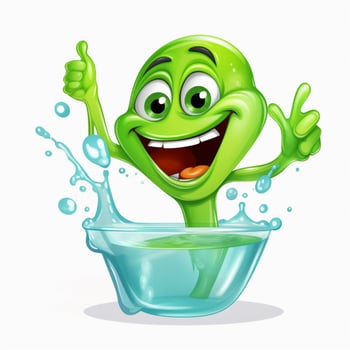 Dish Washing Liquid 2d cartoon illustraton on white backgr photo
