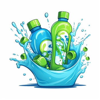 Dish Washing Liquid 2d cartoon illustraton on white backgr photo