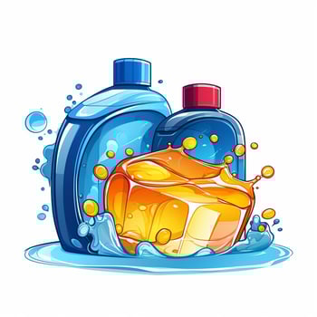 Dish Washing Liquid 2d cartoon illustraton on white backgr photo