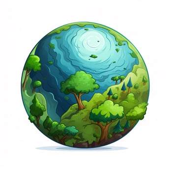Earth 2d cartoon vector illustration on white background h photo