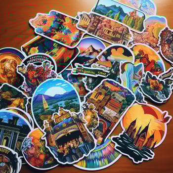 Eclectic and vibrant world culture stickers photo