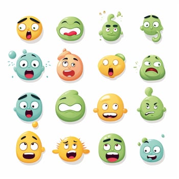 Emotion Emojis 2d cartoon vector illustration on white bac photo