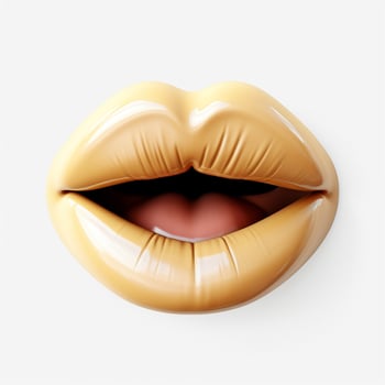Face with Diagonal Mouth emoji on white background high photo