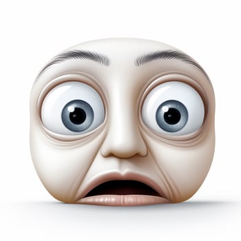 Face with Open Eyes and Hand Over Mouth emoji on white photo