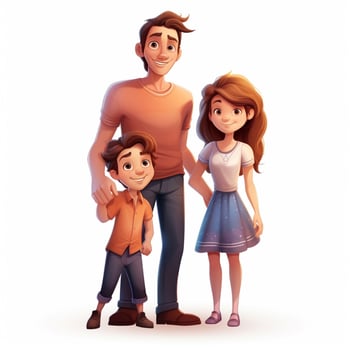 Family Man Girl Girl 2d cartoon illustraton on white photo