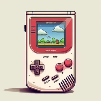 Game Boy 2d cartoon illustraton on white background high q photo