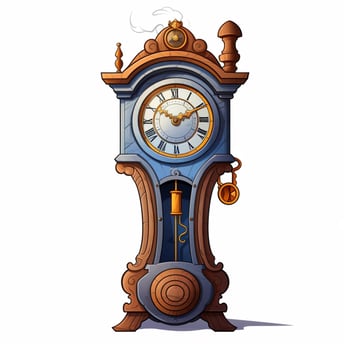 Grandfather clock 2d cartoon illustraton on white background photo