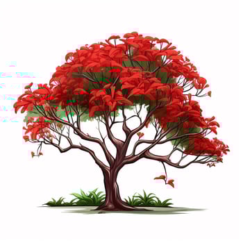 Gulmohar 2d cartoon illustraton on white background high q photo
