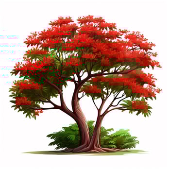 Gulmohar 2d cartoon illustraton on white background high q photo