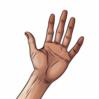 Hand with Fingers Splayed 2d cartoon illustraton on white photo
