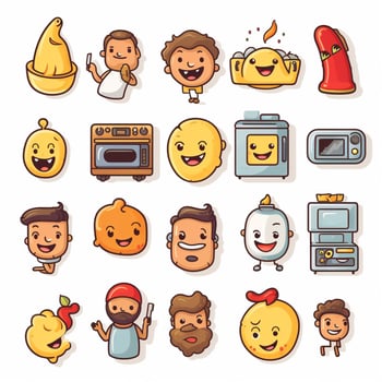 Household Emojis 2d cartoon vector illustration on white b photo