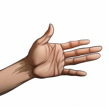 Leftwards Hand 2d cartoon illustraton on white background photo