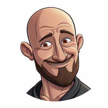 Man Bald 2d cartoon illustraton on white background high q photo