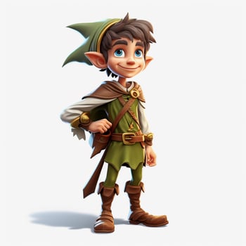 Man Elf 2d cartoon illustraton on white background high qu photo
