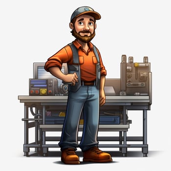 Man Factory Worker 2d cartoon illustraton on white background photo
