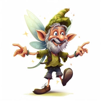 Man Fairy 2d cartoon illustraton on white background high photo
