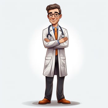 Man Health Worker 2d cartoon illustraton on white background photo