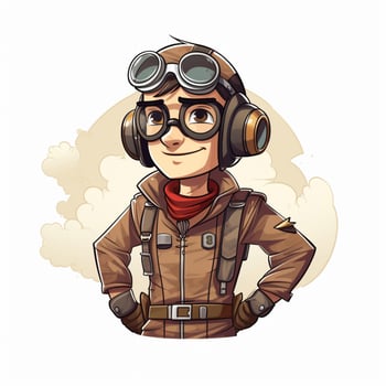 Man Pilot 2d cartoon illustraton on white background high photo