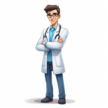 Man Health Worker 2d cartoon illustraton on white background photo