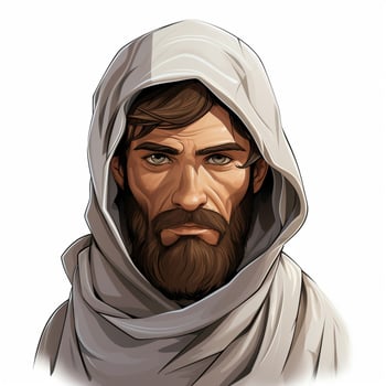 Man with Veil 2d cartoon illustraton on white background photo