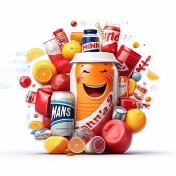 Mini Brands 2d cartoon illustraton on white background hig photo