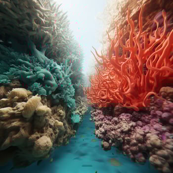Teal vs coral high quality photo