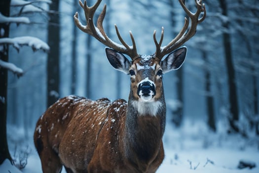 a cute deer stands gracefully and looks directly at the camera photo