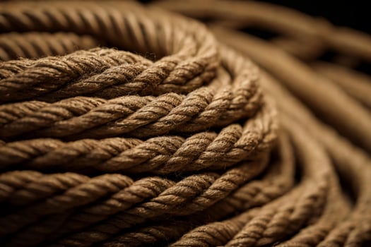 stack of coiled and knotted marine fishing rope photo