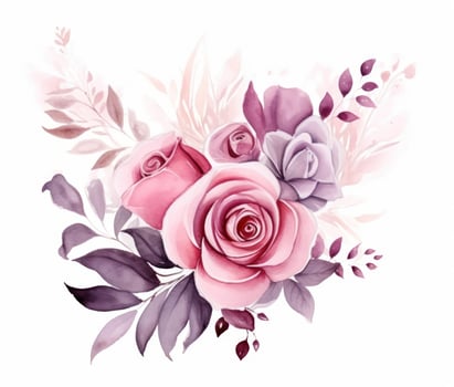 Watercolor floral bouquet isolated photo