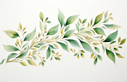 Green and gold watercolor leaves photo