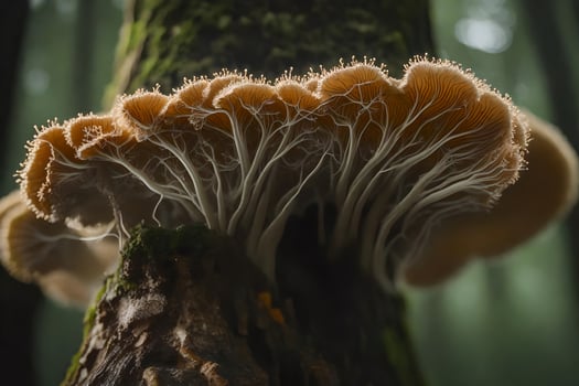A clear image of how fungi and trees are connected below the ground in forests.. Creative resource, photo