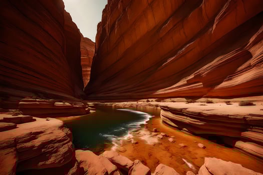 A pretty view of a really deep valley that is colored in shades of reddish-brown. It makes people feel very surprised.. Creative resource, photo