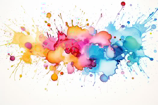 Abstract colorful watercolor paint splashes on white background illustration. Abstract expressionism background with watercolor splashes on the white background, AI Generated photo