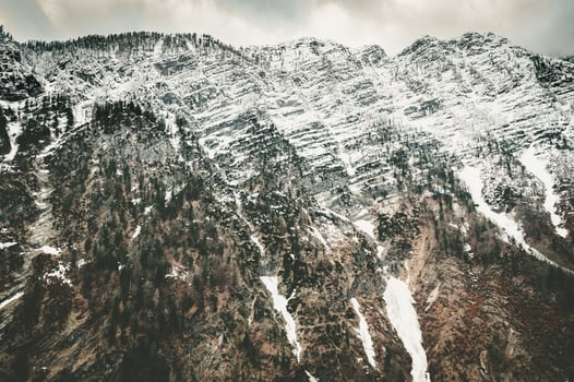 Spectacular view on the mountains in early spring photo