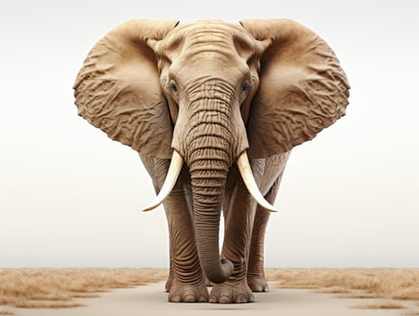Elephant in the desert - 3D render illustration with clipping path AI Generative photo
