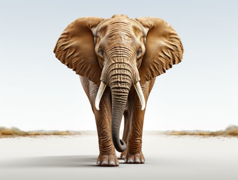 Elephant in the desert - 3D render illustration with clipping path AI Generative photo
