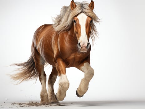 Arabian stallion in motion on gray background. Studio shot. AI Generative photo