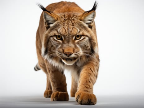 Eurasian lynx in front of a white background - 3d render AI Generative photo