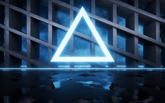 Concrete structure of buildings and neon lines, 3d rendering. photo