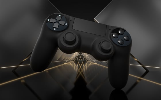 Game pad with dark metal background, 3d rendering. photo