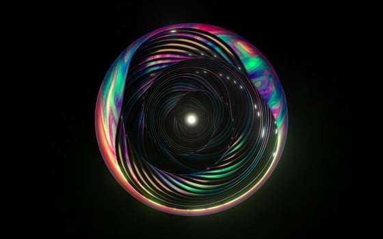 Flowing curves with black background, 3d rendering. photo