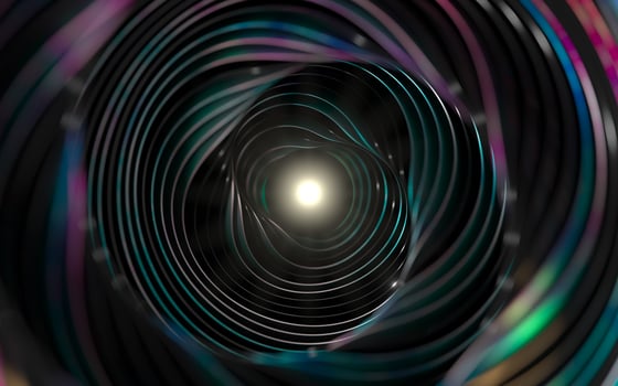 Flowing curves with black background, 3d rendering. photo